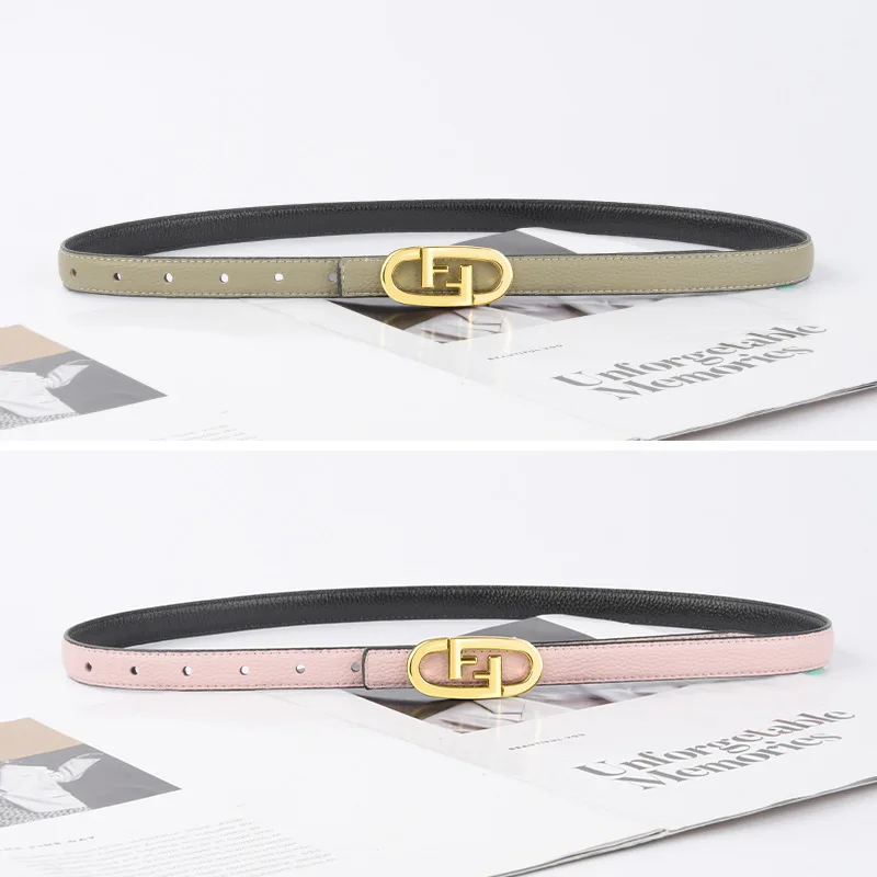 Trendy 2024! Women's Leather Belt. Lychee Grain Cowhide. Chic for Casuals and Jeans. Waist Accessory for Women