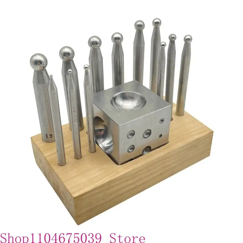

5asd 14 Pieces Dapping Doming Punch Block 1mm to 12mm Jewelry Making Metal Forming Tool Kit for Jewelry Making Coin Making