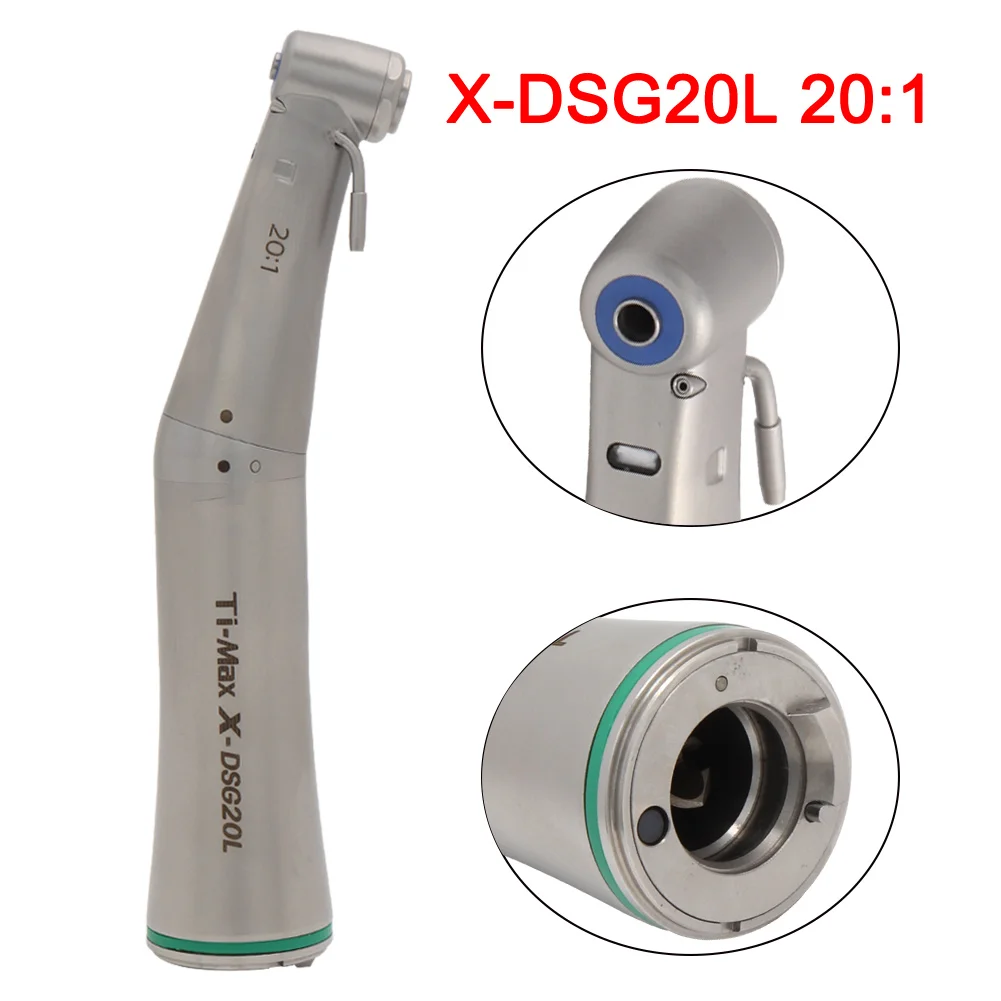 Dental 20:1 Contra Angle Handpiece Fiber Optic Air Turbine Handset Green Ring  DSG20L Handtips Surgical Handpieces