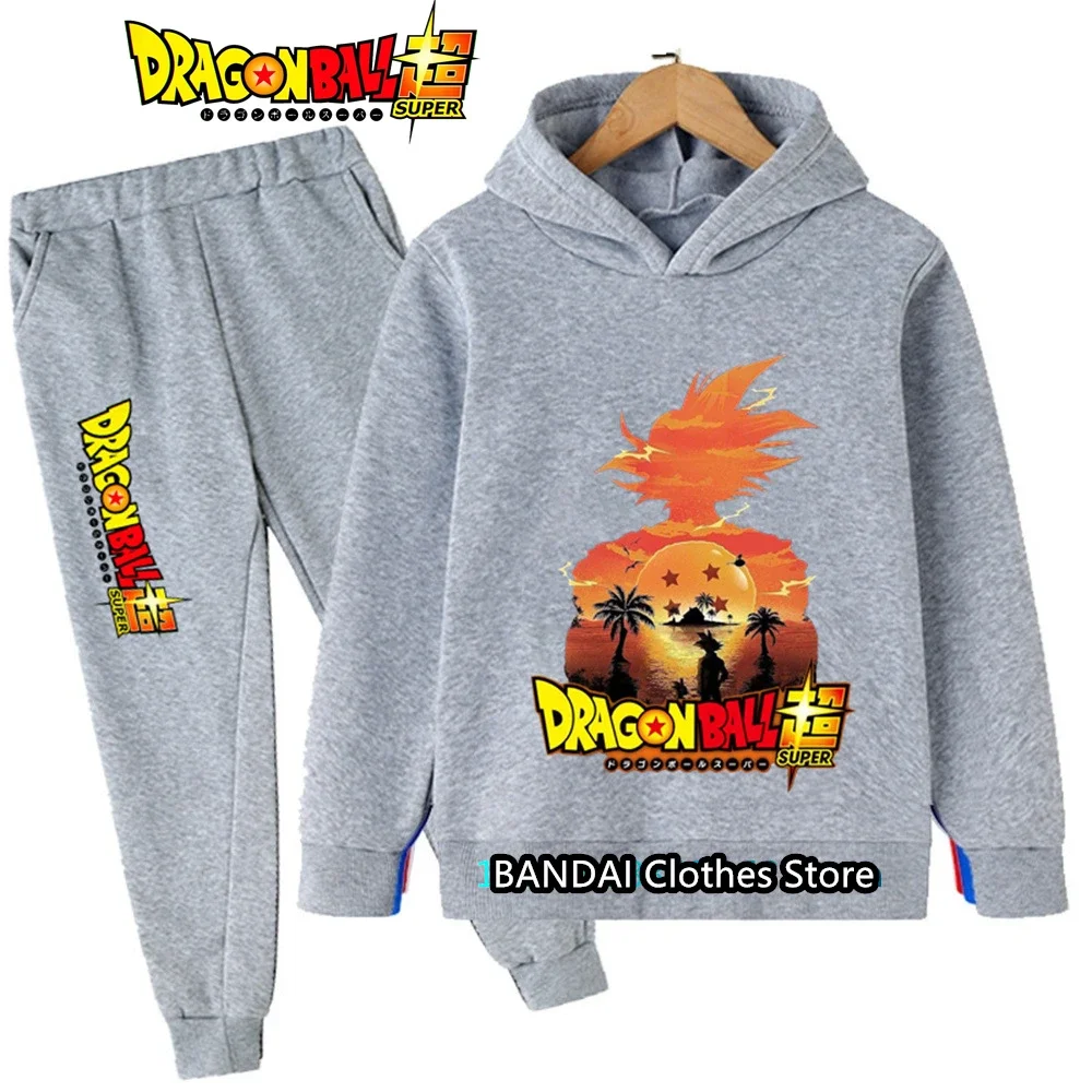 Dragonball garçons dessin animé Goku ensemble à capuche enfants 3-12Y automne hiver doux chaud mignon Anime imprimé confortable 2 pièces porter ​