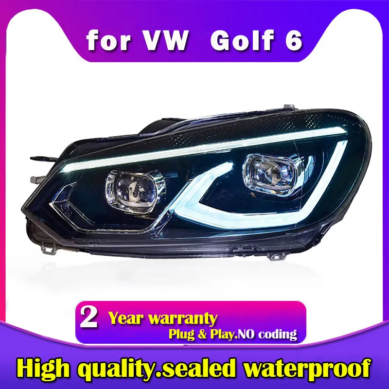 New Car Styling for VW Golf 6 GTI Headlights 2009-2012 Golf MK6 GTI Head Light DRL Hid Option Angel Eye Bi Xenon