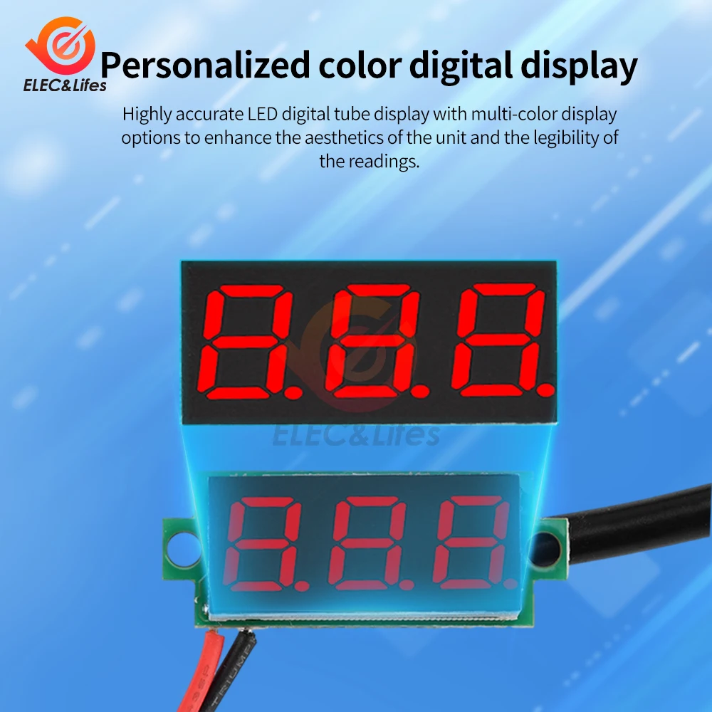 0.28 Inch Temperature LED Digital Thermometer NTC Waterproof Probe -50~125 ℃ Digital High Precision Thermometer DC 4~28V