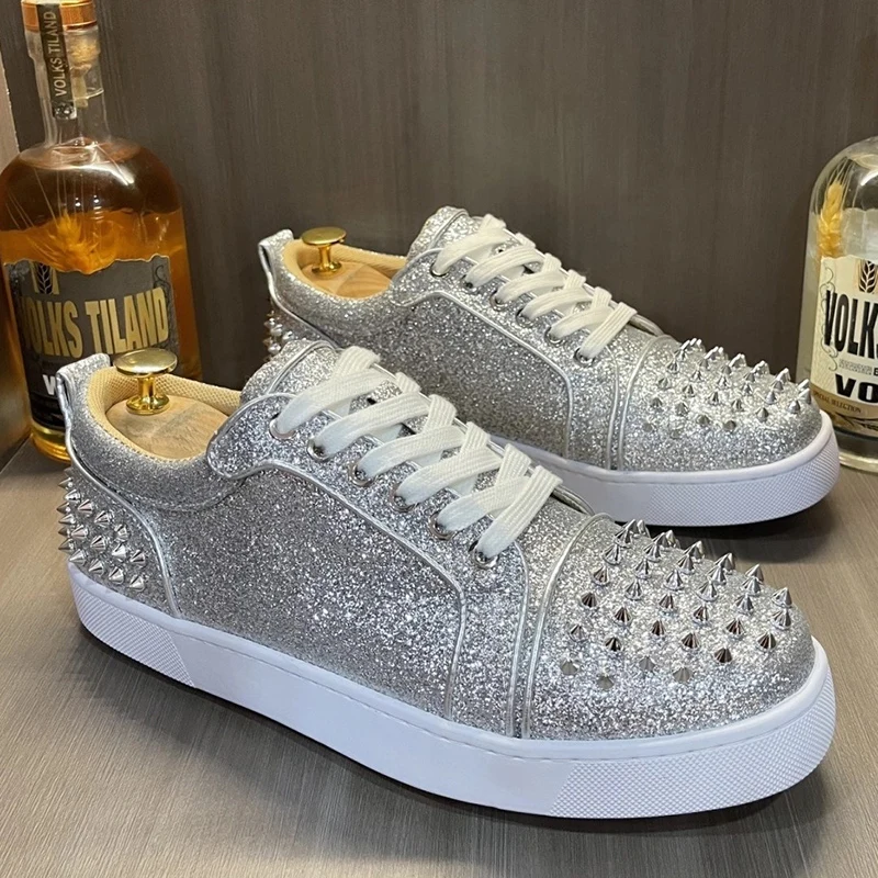 italian brand designer shoes for men fashion natural leather rivets shoe party nightclub dresses flats sneakers stylish footwear