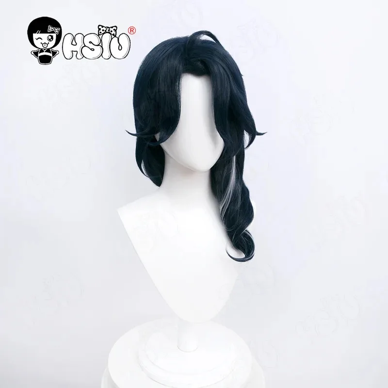 

CyPantalone Cosplay Wig Fiber synthetic wig Game Genshin Impact 「HSIU 」 Black blue mixed silvery white long Wig Pantalone Glasse