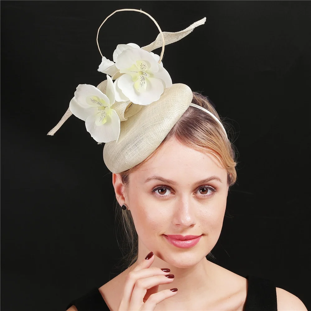 Hochwertige Sinamay-Fascinator-Hüte für Damen mit Haarspange für Hochzeit, Kirche, Party, Rennen, Kopfbedeckung, Braut, Hochzeit, Haarschmuck – Detail 6