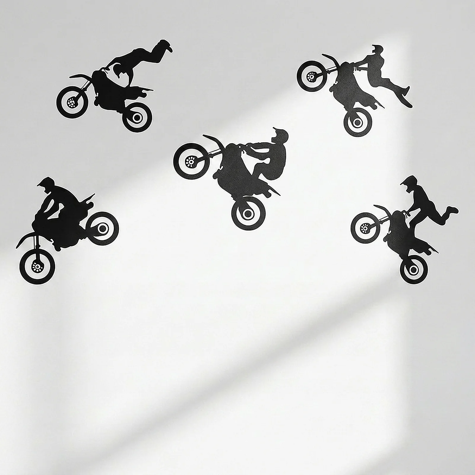 Zoyiancy Dirt Bike Motocross Wall Decal, Black Vinyl Motorcycle Silhouette Sticker Set For Bedroom, Garage Or Party Backdrop
