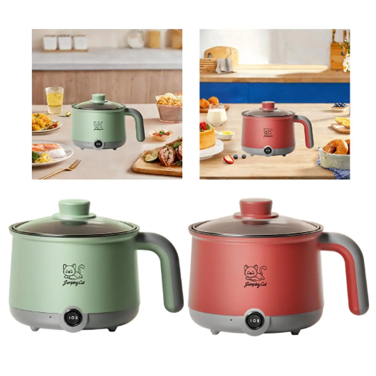 Mini Hot Pot Household 1.8L Easy to Clean Stockpot Multi Function Cooking Pot Noodles Cooker for Pasta Oatmeal Soup Eggs Travel