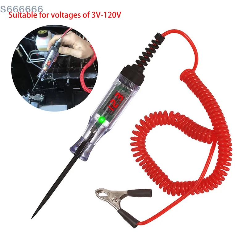 

Backlit LED Digital Circuit Tester Heavy Duty; 5-120V Automotive Light Circuit Tester with Display,