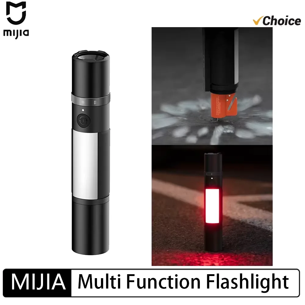 New  MIJIA Multi Function Flashlight Zoomable Ultra Bright Torch Window Breaker Safety Belt Cutter Car Emergency Light LED