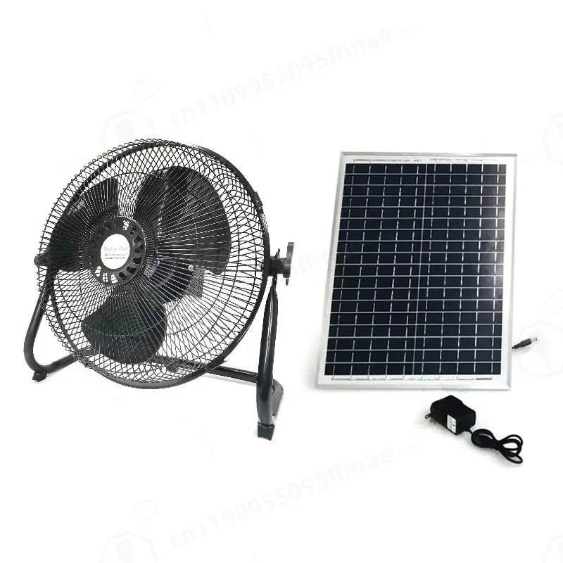 12 Inch Portable Rechargeable Solar Fan with Solar Panel, Outdoor Cooling Fan, for Camping, Picnic & Power Outage Emergency Use