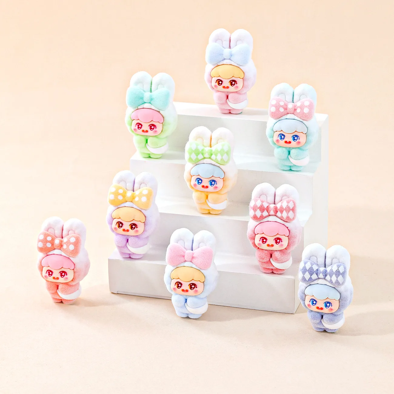 9 قطع من تمثال أرنب صغير لطيف على شكل ربطة عنق كرتونية لتزيين سطح المكتب وقطعة عرض صغيرة #5