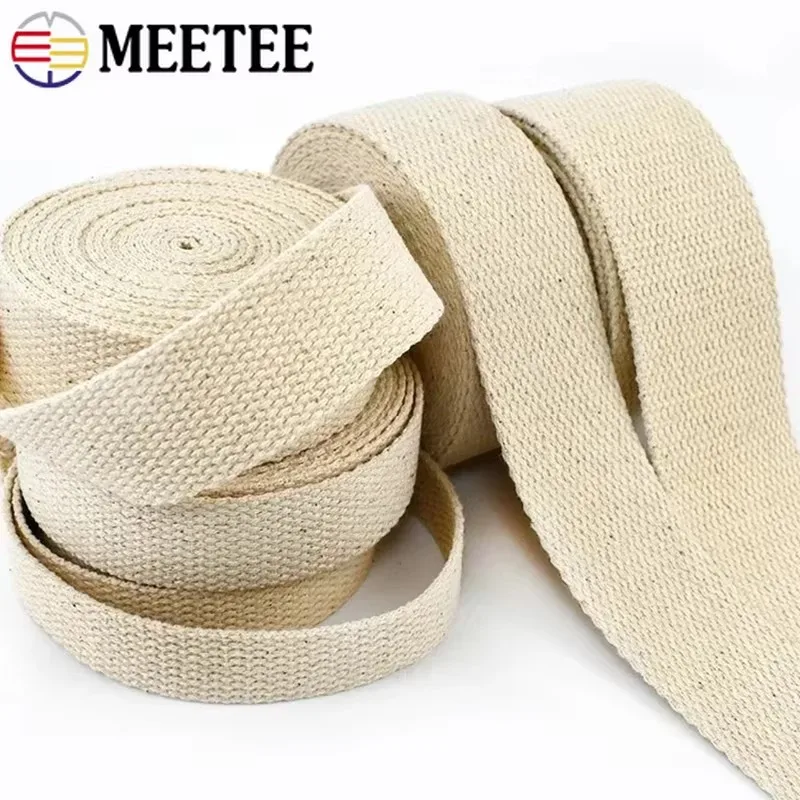 

5/10Meters 10-50mm Baige Cotton Webbing 1.5mm Thick Canvas Ribbon Band for Bags Strap Sewing Bais Lace Tape Fabric Accessories