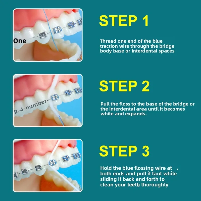 50m/for Braces Oral Care Toothpick Cleaning Wire Interdental Cleaner Roll Orthodontic Expanded Dental Floss Fluffy Floss Thread