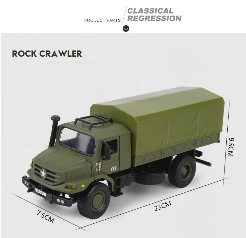 High quality 1:36 alloy military transport truck model,simulation boy off-road toy car model,collection ornaments,free shipping