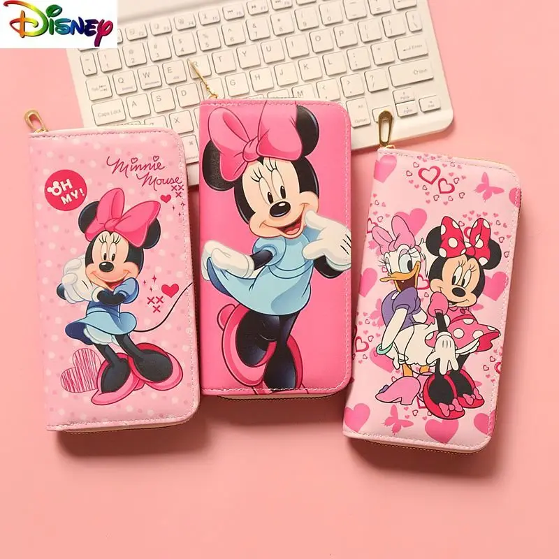 Disney Fashion High Quality PU Long Zipper Cartoon Mickey Stitch Cute Wallet Student Storage Wallet
