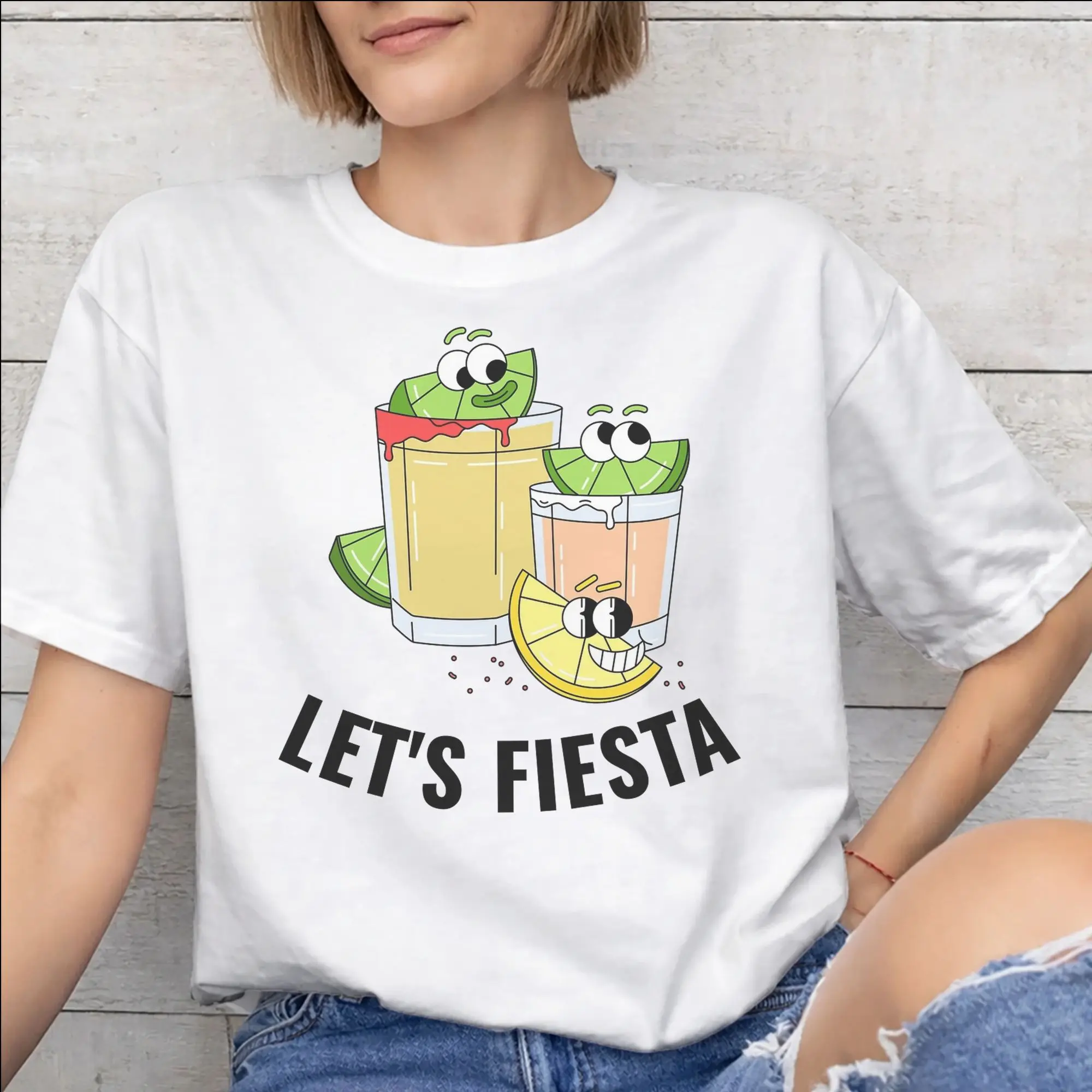 Mens Womens Let's Fiesta Cinco De Mayo  Shirt Cotton Graphic Tee Shirts  Top Clothing