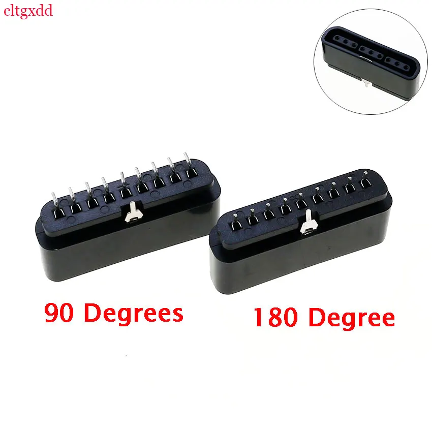 1PCS BLACK 9 PIN 180 90 DEGREES FEMALE Connector Game Controller Socket Slot FOR PS2 Console PS2 Accessory