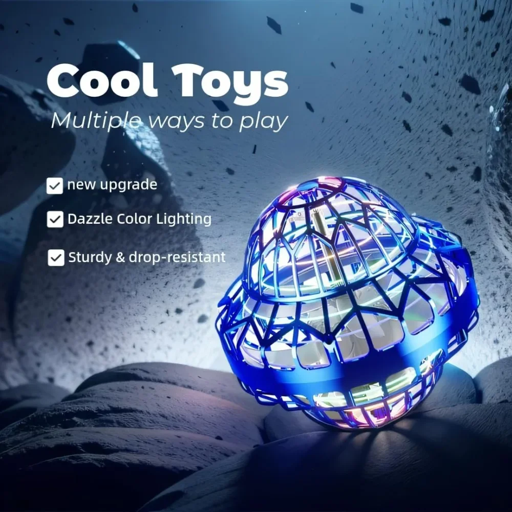 Flying Orb Ball Toy, Flying Mini Drone Ball for Kids,Cosmic Globe Light Up Boomerang Hover Spinner Ball ,Cool Fly Toys Gift