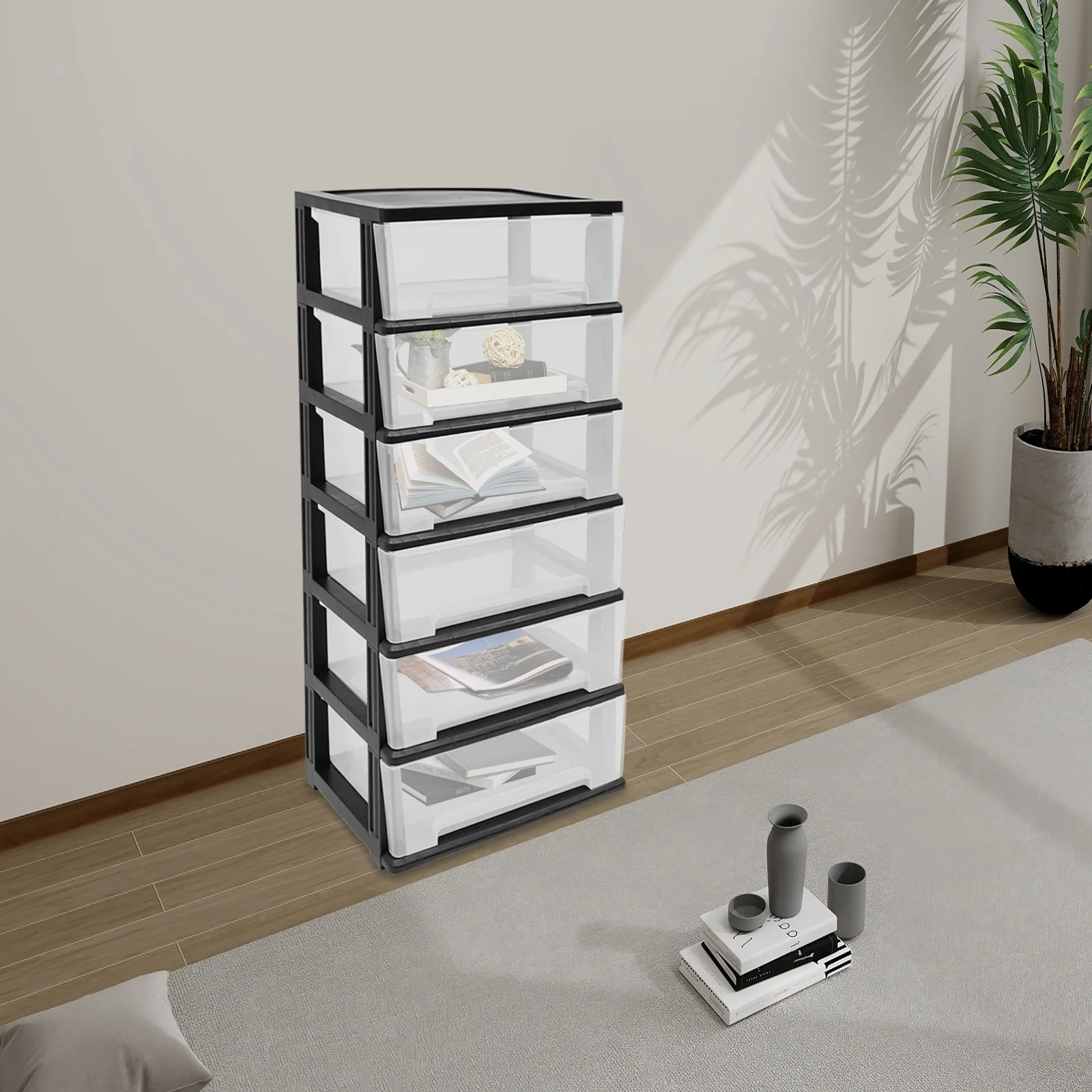 Black Frame File Cabinet 6 Tier Document Storage Cabinet Wear Resistant Surface Practical Classification Design Multi Purpose Organizer For Household Workplace Use