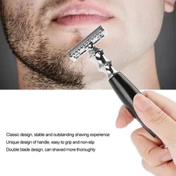 Retro Safety Razor Set Stainless Steel Beard Shaping Template Handheld Razor Mustache Shaving Set With Razor Blades Shaving Tool