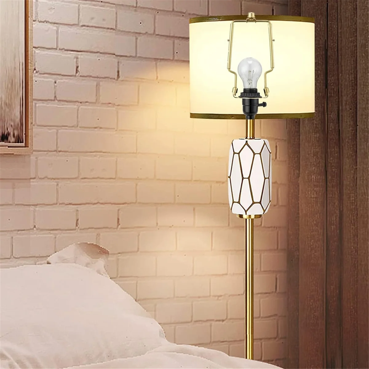 ABNJ 8 Inch Lamp Harp 2 Sets, Detachable Shade Holder for Table Lamps, with 3/8 Standard Saddle and Lampshade Holder Parts