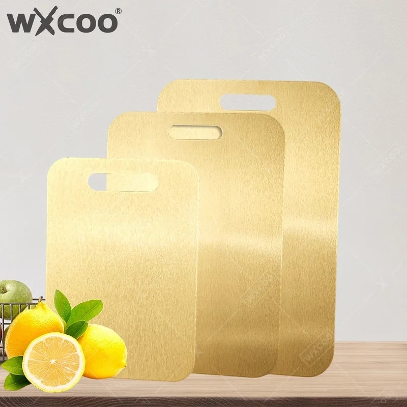 WXCOO 1~3PCS Stainless Steel Double Sided Anti-Slip 304 Cutting Boards Food Grade Kitchen-Specific Chopping Boards Glod