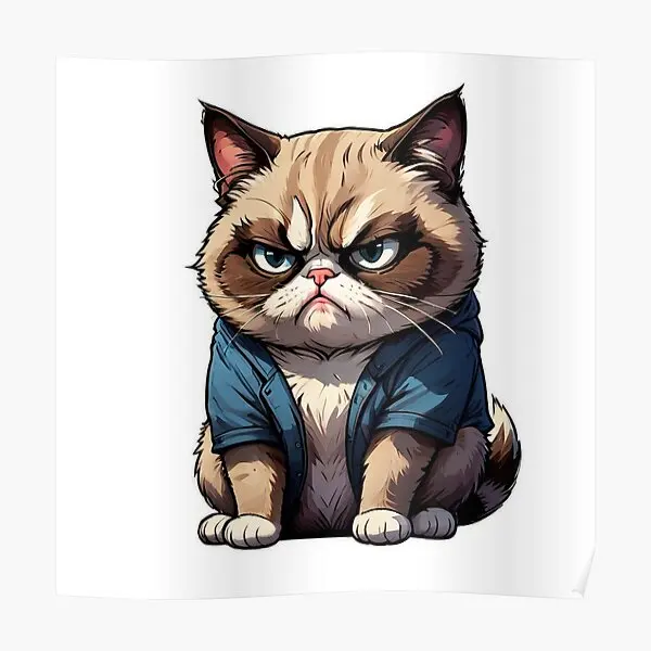 

1 плакат Grumpy Kitten, настенный художественный декор, Современная винтажная домашняя комната, смешная картина, роспись, Декор, печать картины без рамки