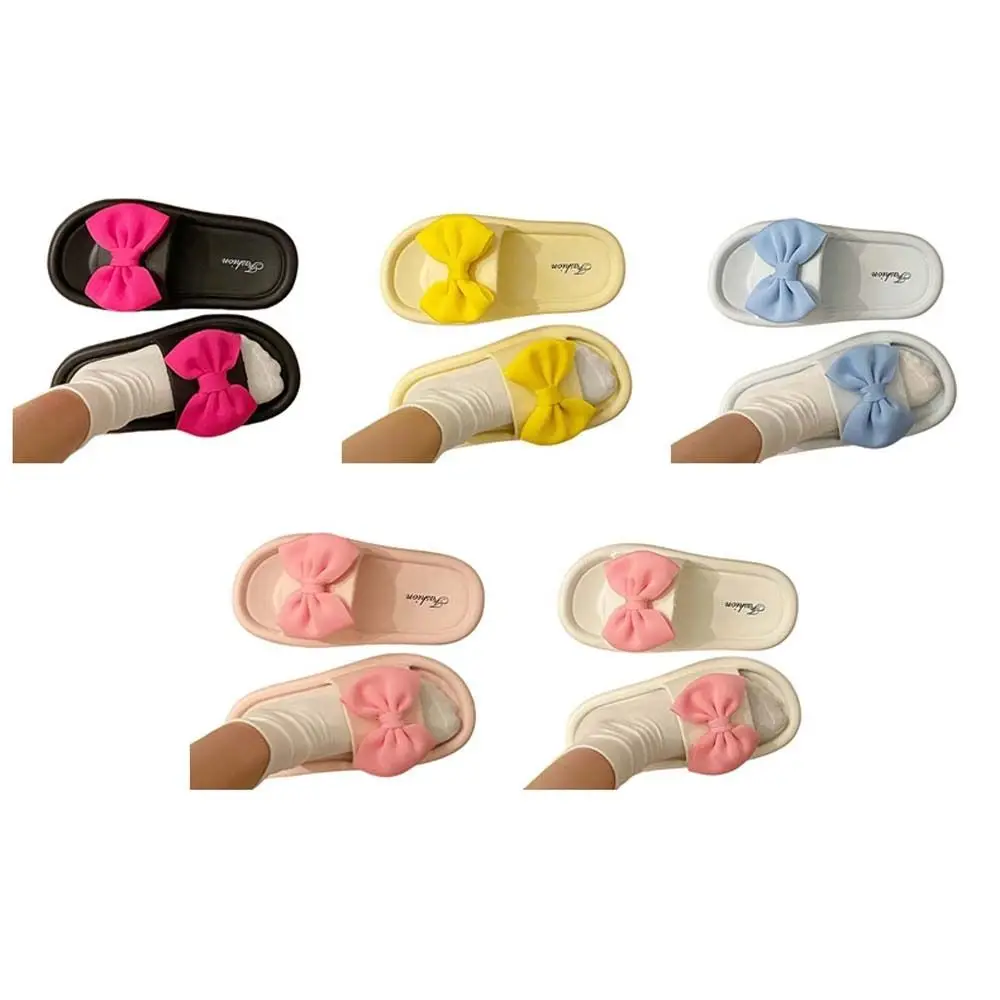 Cute Cartoon Bow Slippers Platform Anti Slip Slides Sandals 3D Bowknot EVA Outer Wear Shoes Summer Beach