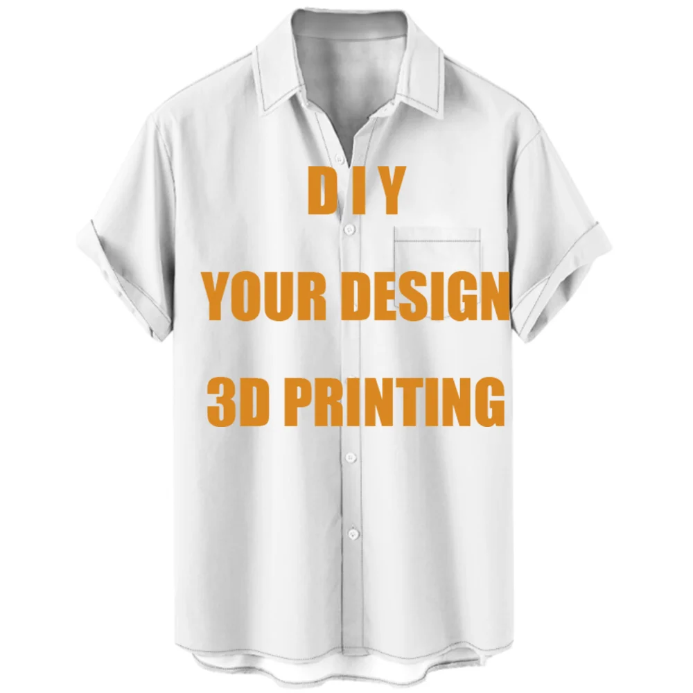 

Custom Your Design 3D Printed Shirt with Pocket For Men Fashion Short Sleeve Tops Harajuku Clothing Men's Short Sleeved Shirt