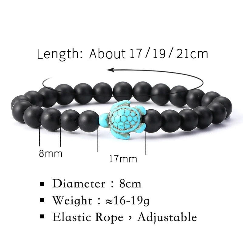 Natural Stone Powder Bangle Women Men Bracelet Beach Beach Turquoise Sea Turtle  Accessories from the marine style collection view 3