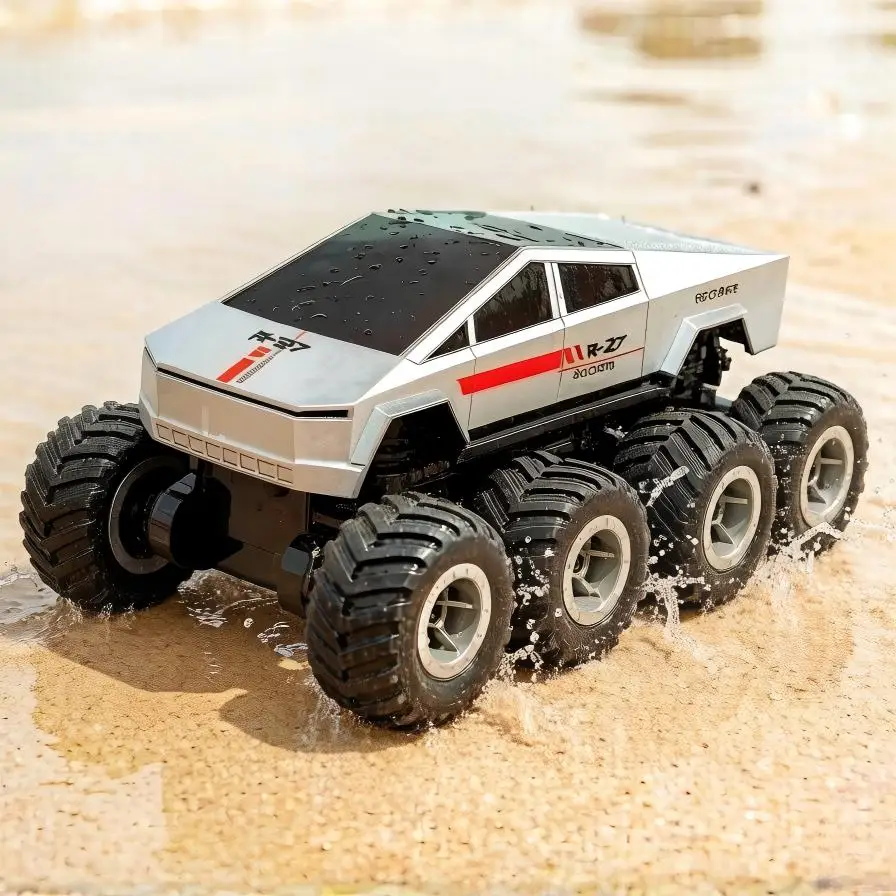 2.4G Amphibious RC Car 8WD All Terrain Land and Water Remote Control Truck Stunt Vehicle Waterproof RC Car Toy Gift for Kid Q218