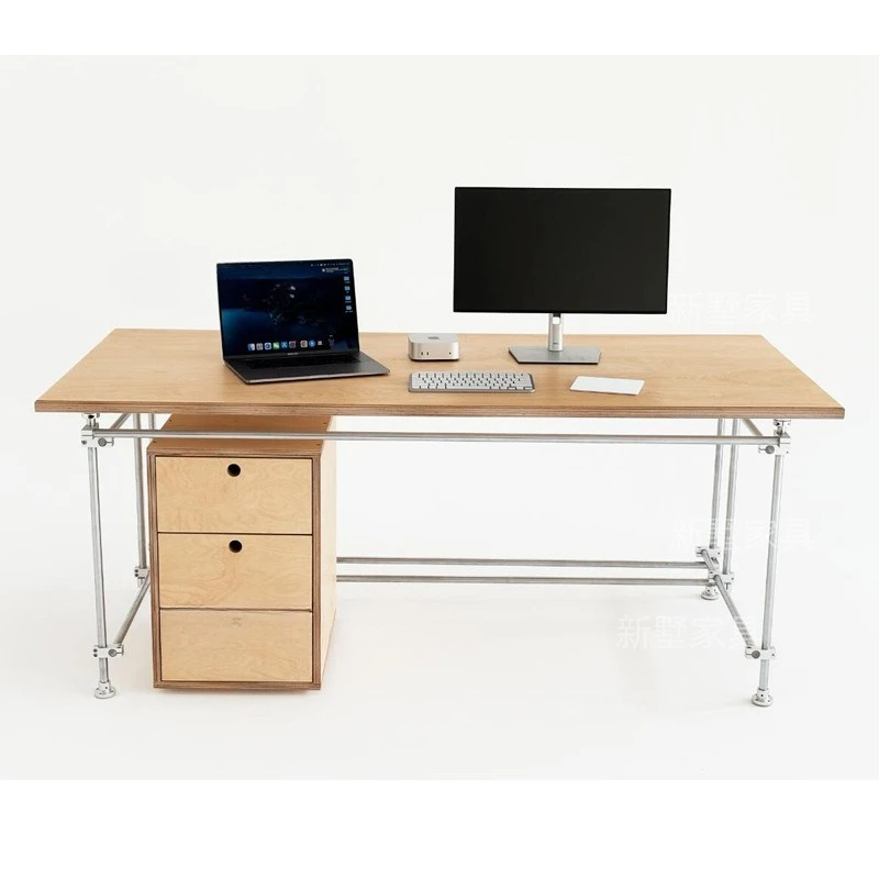 

Ocean board birch computer desk stainless steel optical axis desktop computer desk rectangular single workbench