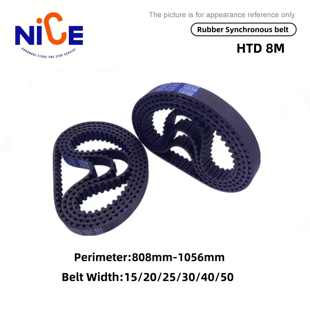 HTD 8M Timing belt Width 15/20/25/30/40/50mm Perimeter 264-544mmmm 8M Synchronous belt