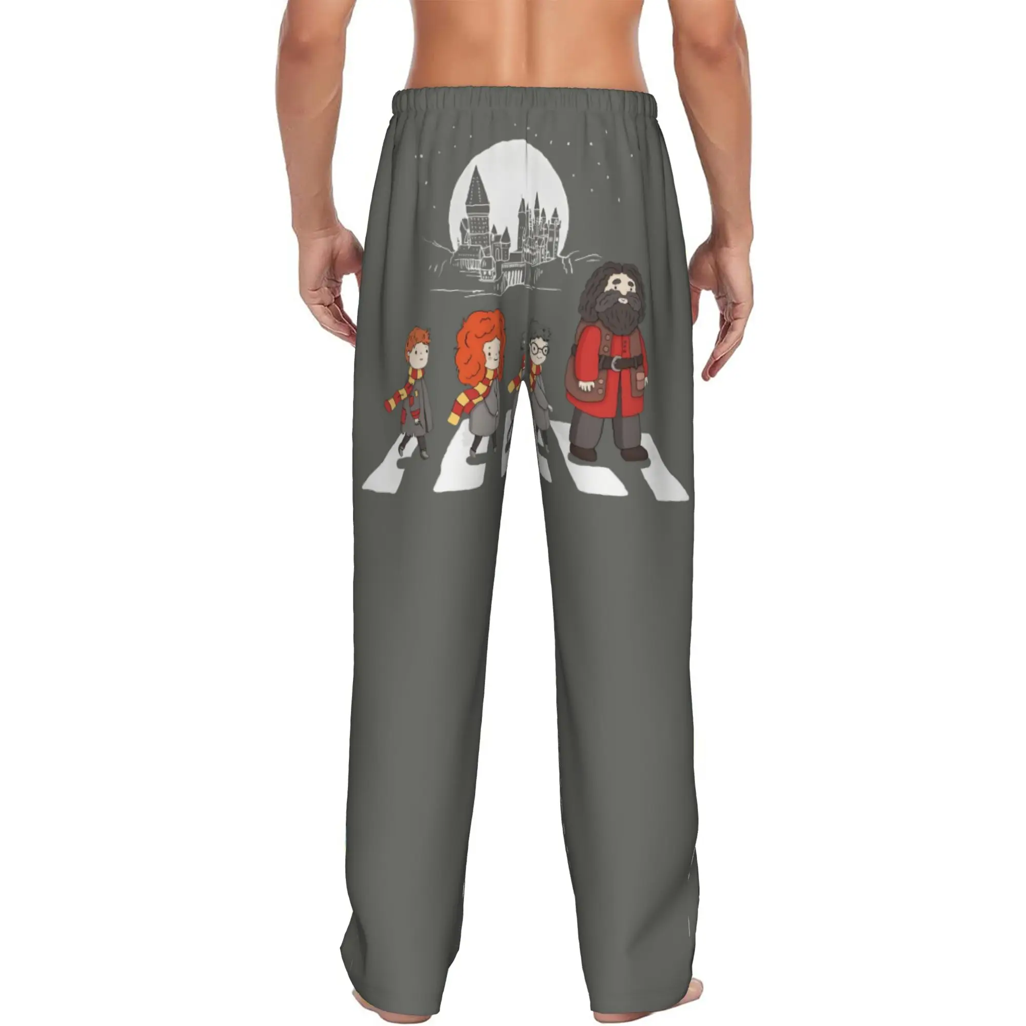 Custom Men's H-Harryed Halloween Pajama Pants Printed Magic School Sleep Sleepwear Bottoms with Pockets