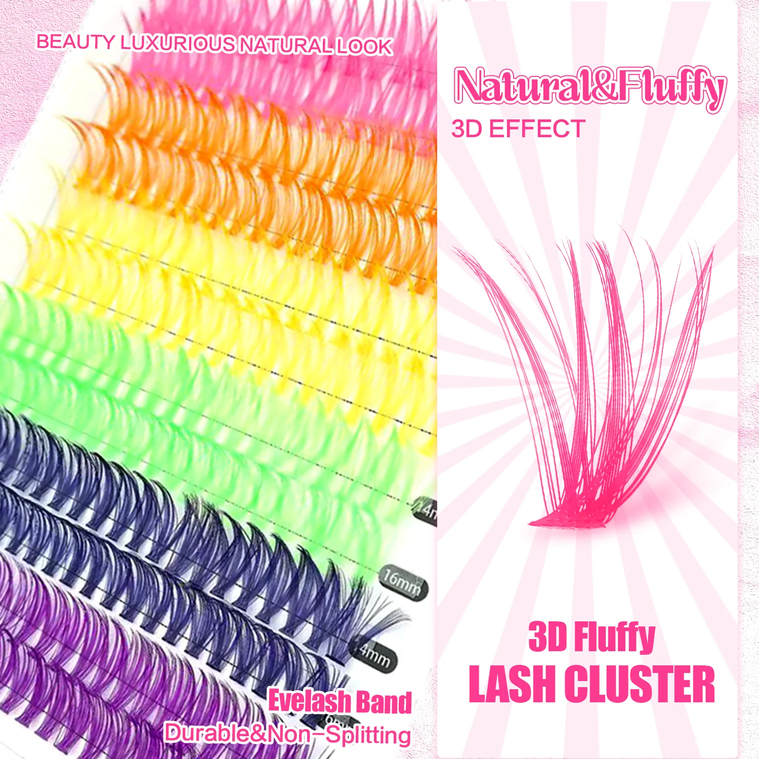 [Persönliche Wimpern] 240/390/600 Clusterfarbe Mixed Wimpernverlängerungsset Make-up Anfänger Falsche Wimpern – Detail 9