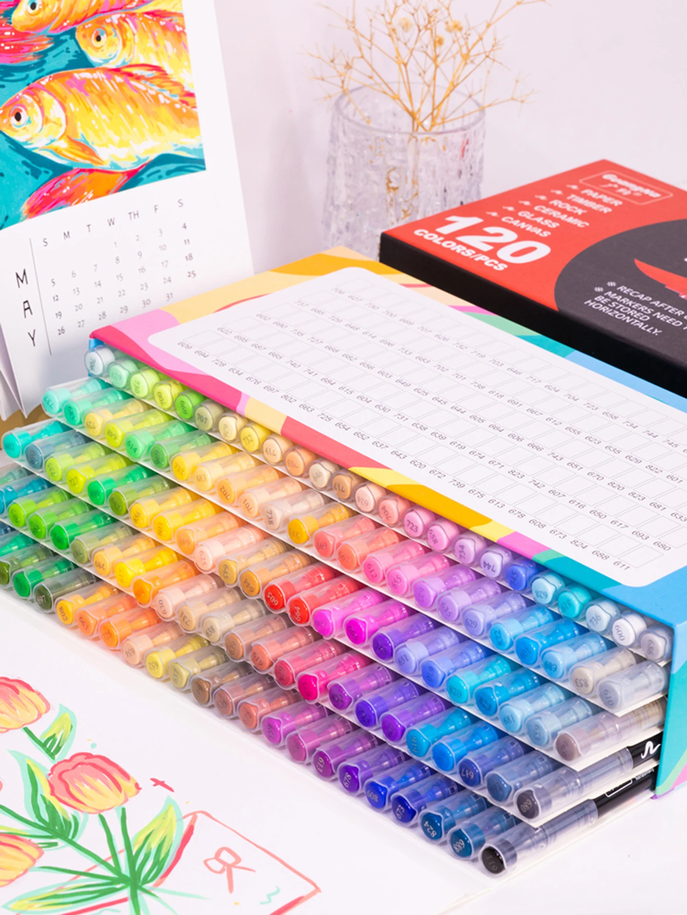 168/120/72/60/48/36/24/12 Stück Künstler-Marker-Set mit zwei Spitzen, Acryl-Marker-Set, ideal für Schule, Büro, Dekoration und künstlerische Geschenke – Detail 3