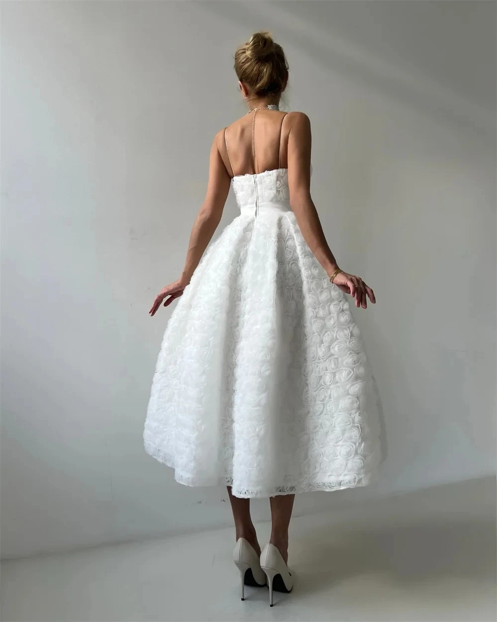 新着ウェディングドレス 2026 3D ローズフローラルレーススパゲッティストラップ足首までの長さのプリンセスブライダルパーティードレス Vestidos De Noiva