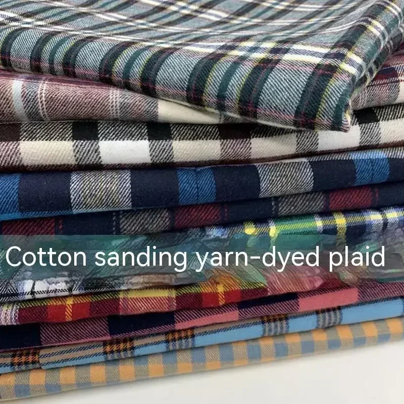 Flannel Twill Spring Clothing Cotton Yarn Dyed Plaid Shirt for Dress Multi Color Selection Wholesale Cloth by the Meter for Sew