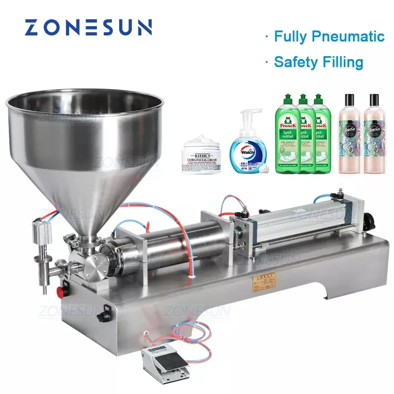 

ZONESUN Fully Pneumatic Paste Disinfectant Sprays Shampoo Shower Gel Oil Detergent Bottle Dispenser Filling Machine