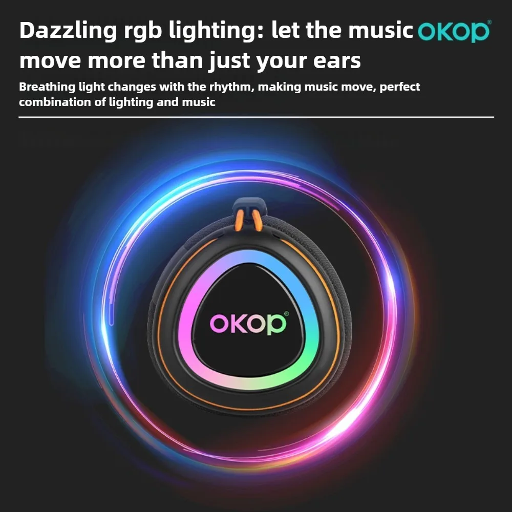 OKOP سمّاعات بلوتوث مكبر صوت خارجي محمول جو ضوء التنفس بطارية طويلة جدًا حفلة التخييم المتكلم TF USB #3