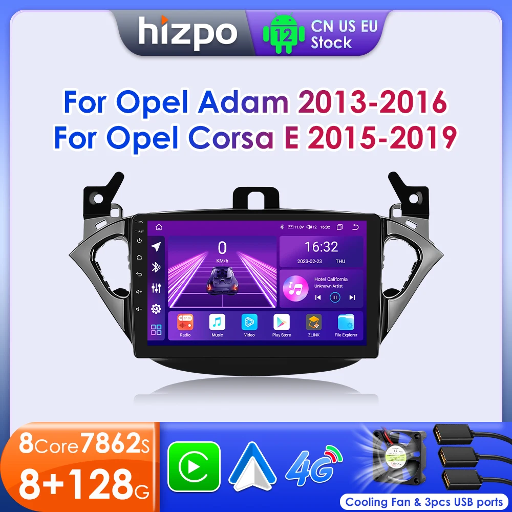 

Hizpo Wireless Carplay Android 12 For Opel Corsa 2015 - 2019 For Opel Adam 2013-2016 Car GPS Multimedia Player Radio 4G Wifi RDS