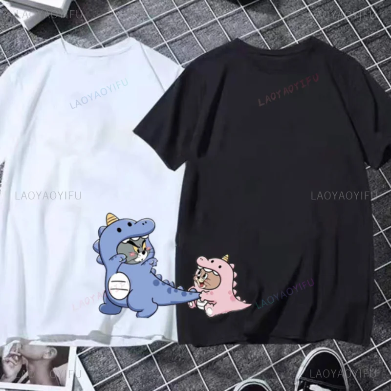 

Cute Mouse Jerry Funny Cat Tom Cartoon Print Shirt Summer Girl-male Classics Funny Couple T-shirt Anime T-shirt Casual T-shirts