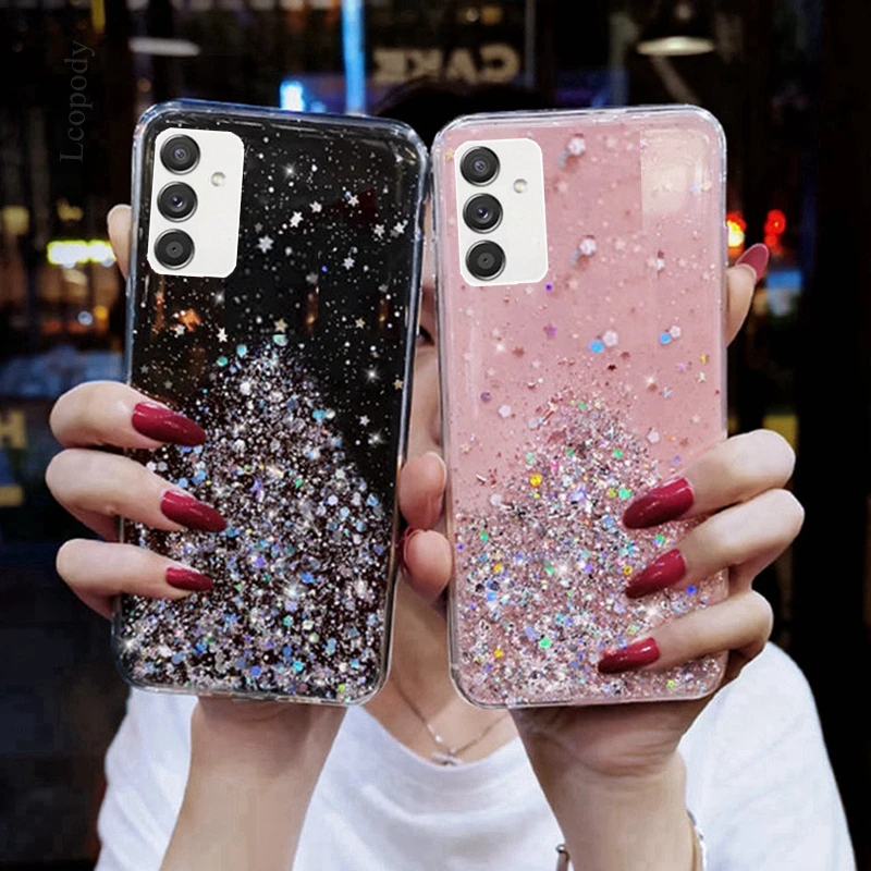 Luxury Bling Glitter Phone Case For samsung galaxy M13 4G M23 M135F M236B Soft Full Cover For GALAXY M 13 M 23 Back cover capa