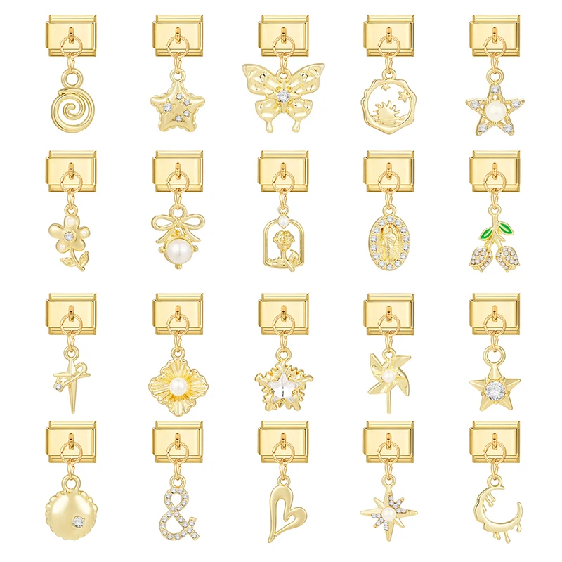 وصلات سحر إيطالية لصنع الأساور بنفسك ، خضروات وفواكه ، كرز ، بطيخ ، فطر ، فلفل حار ، لون ذهبي ، صنع المجوهرات ، 9 ks