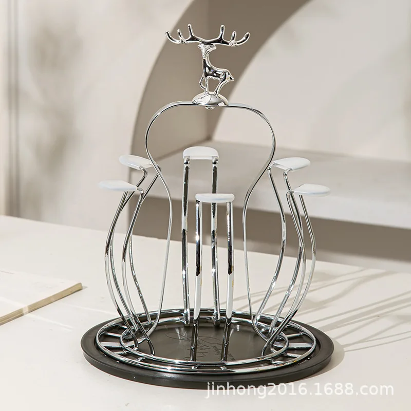 Light Luxury Household Iron Cup Holder Kitchen Wine Glass Floor Glass Upside Down Rack Waterware Tea Cup Storage Racks