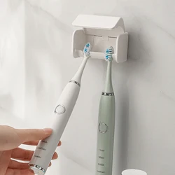 Toothbrush Holder Wall Mounted with Cover Self Adhesive Toothbrushes Holder Dorm Bathrooms and Shower Holds 2 Toothbrushes