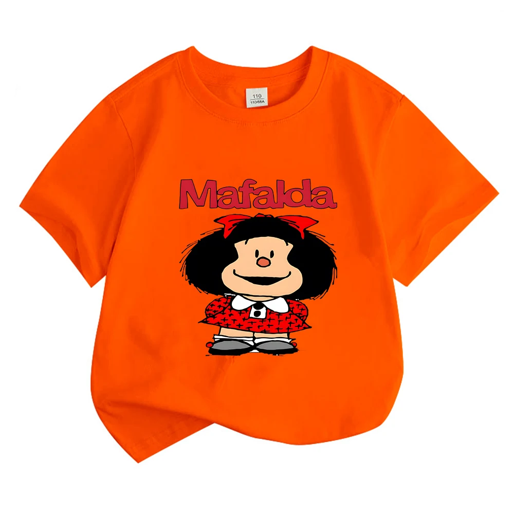 Cute Mafalda Print Kids T-Shirts Cartoon Baby Girls Clothes Boys Summer Short Sleeve T Shirt Children Tops Popular Characters