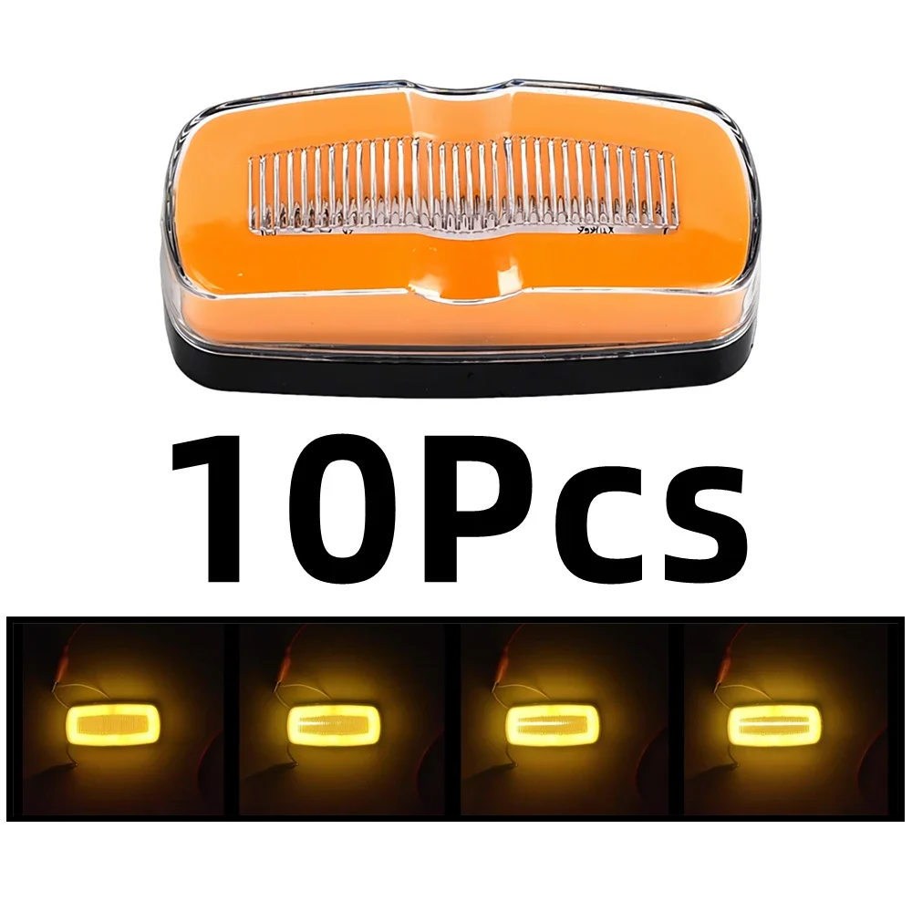 10Pcs Truck Side Marker Lights 12V 24V LED Position Trailer Clearance Lights Caravan RV Cargo Car Sidelight Dynamic Turn Signal