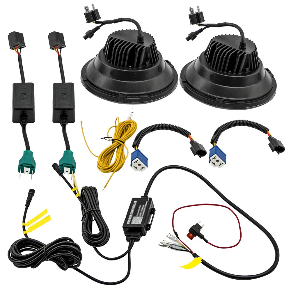 Dc 10-30v 120w Rgb Led Headlight Lamp for Land Rover Defender for Jeep CJ-8 RGB LED Headlight Pair 120W 7