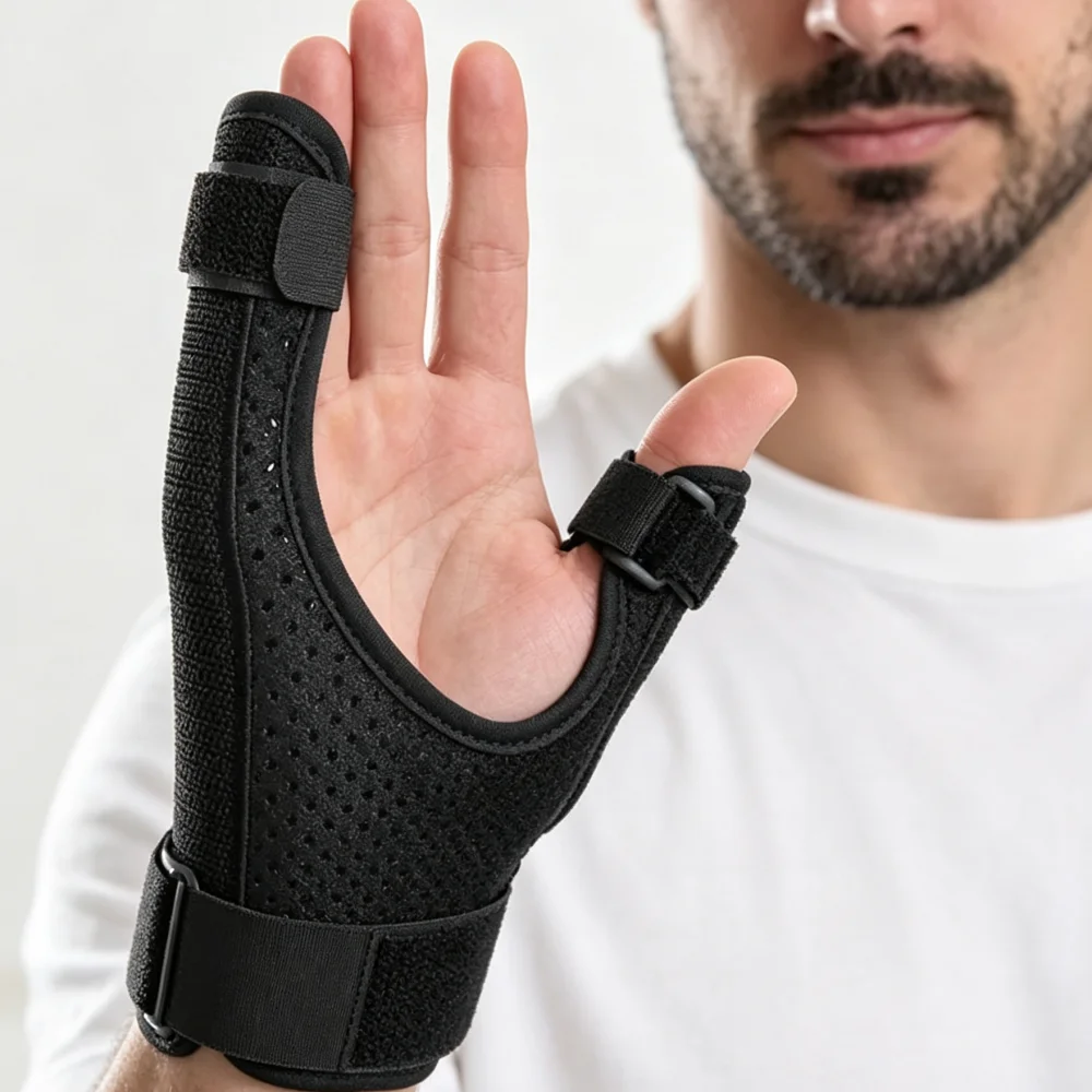 1 Stück Handgelenk-Daumen-Hand-Schutzstütze Stahlschiene Stabilisator Hand-Finger-Orthese Verstellbare Handgelenkstützhülle – Detail 4
